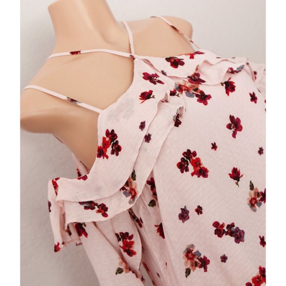 Blush Rust Floral Off Shoulder Ruffle Halter Dress - Picture 4 of 10